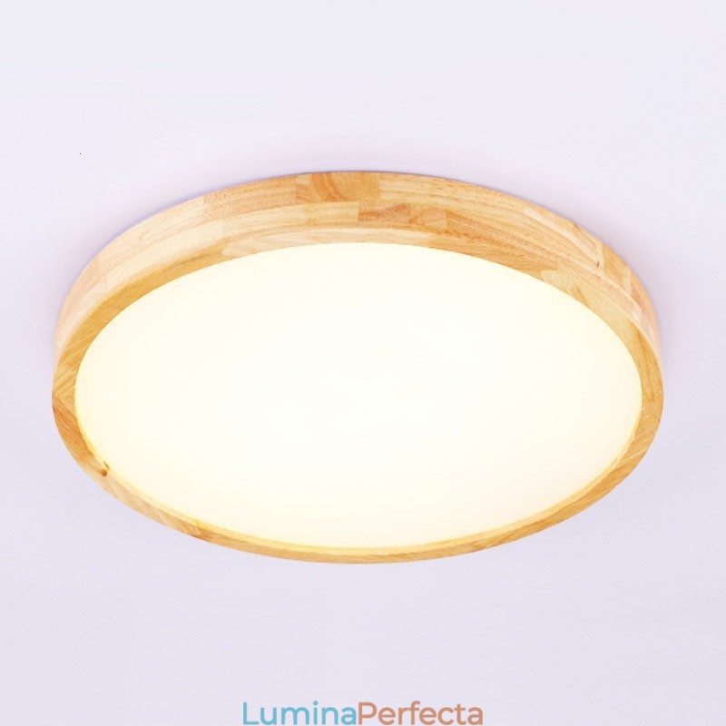 Plafoniera rotundă ultra subțire din lemn Plafoniera din lemn masiv din acril Nordic Lights