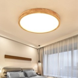 Plafoniera rotundă ultra subțire din lemn Plafoniera din lemn masiv din acril Nordic Lights