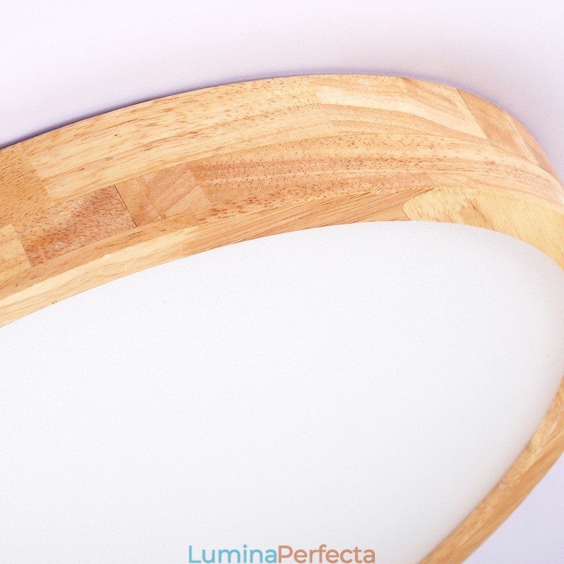 Plafoniera rotundă ultra subțire din lemn Plafoniera din lemn masiv din acril Nordic Lights