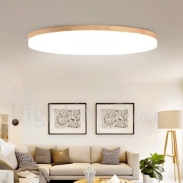 Plafoniera rotundă nordică Lampă modernă simplă din lemn masiv Plafoniera ultra subțire