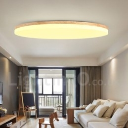 Plafoniera rotundă nordică Lampă modernă simplă din lemn masiv Plafoniera ultra subțire