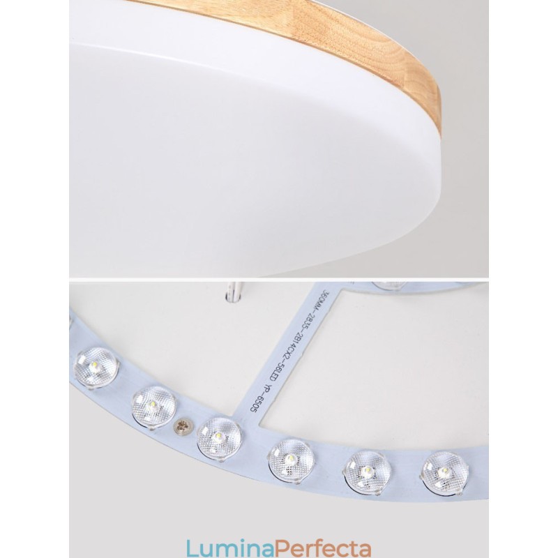 Plafoniera rotundă nordică Lampă modernă simplă din lemn masiv Plafoniera ultra subțire