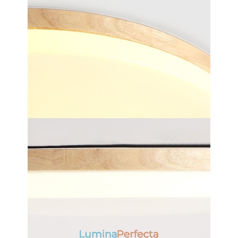 Plafoniera rotundă nordică Lampă modernă simplă din lemn masiv Plafoniera ultra subțire