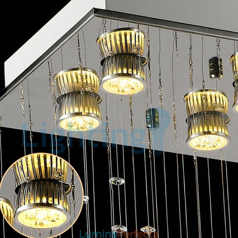 Candelabru modern și contemporan Corp de fixare suspendat cu picătură de ploaie din cristal