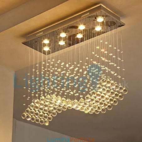 Candelabru modern și contemporan Corp de fixare suspendat cu picătură de ploaie din cristal Candelabru modern și contemporan Corp de fixare suspendat cu picătură de ploaie din cristal