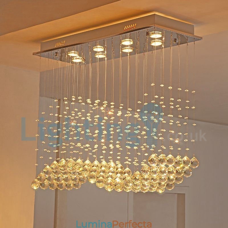 Candelabru modern și contemporan Corp de fixare suspendat cu picătură de ploaie din cristal