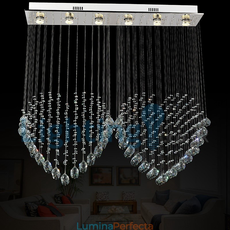 Candelabru modern și contemporan Corp de fixare suspendat cu picătură de ploaie din cristal