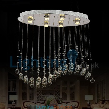 Candelabru modern și contemporan Corp de fixare suspendat cu picătură de ploaie din cristal Candelabru modern și contemporan Corp de fixare suspendat cu picătură de ploaie din cristal