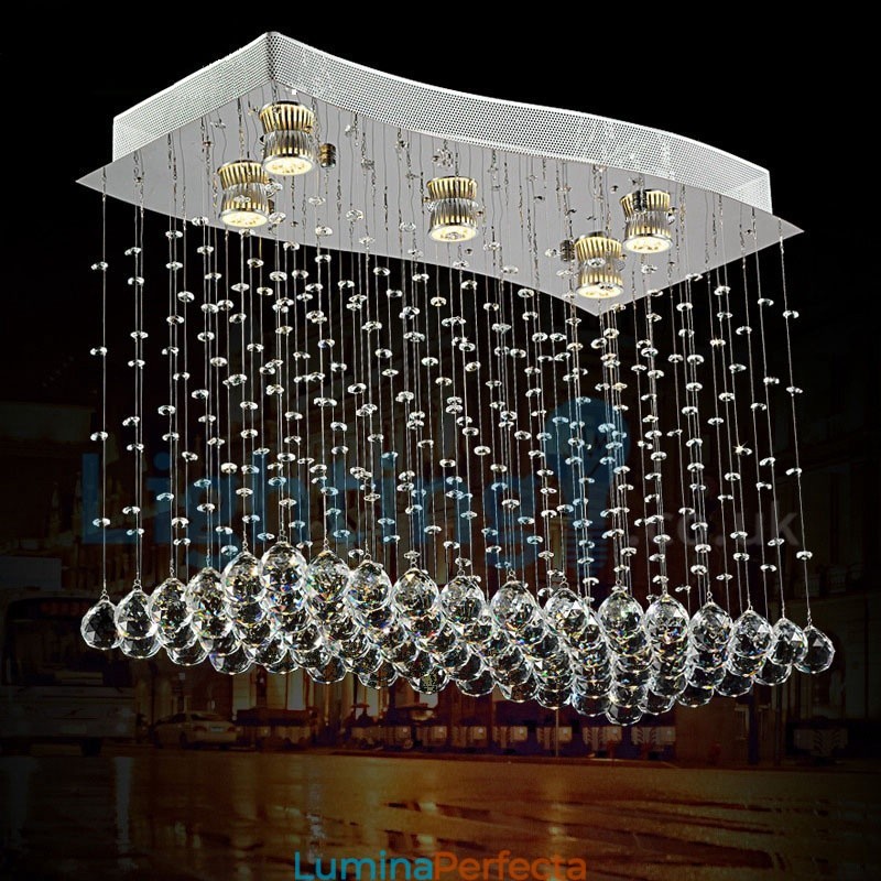 Candelabru modern și contemporan Corp de fixare suspendat cu picătură de ploaie din cristal