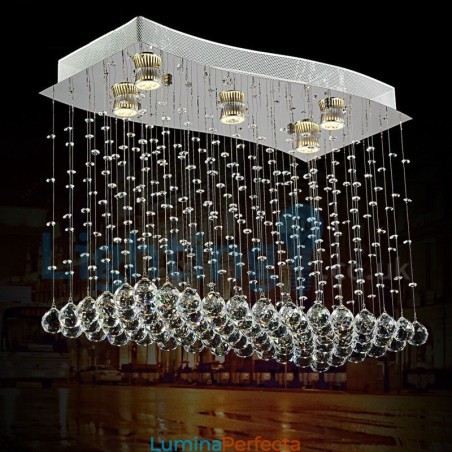 Candelabru modern și contemporan Corp de fixare suspendat cu picătură de ploaie din cristal Candelabru modern și contemporan Corp de fixare suspendat cu picătură de ploaie din cristal