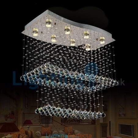 Candelabru modern și contemporan Corp de fixare suspendat cu picătură de ploaie din cristal Candelabru modern și contemporan Corp de fixare suspendat cu picătură de ploaie din cristal