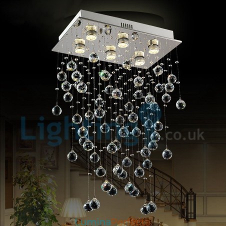 Candelabru modern și contemporan Corp de fixare suspendat cu picătură de ploaie din cristal Candelabru modern și contemporan Corp de fixare suspendat cu picătură de ploaie din cristal