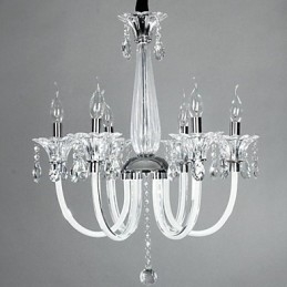 Candelabru American Style Lodge 6 Lumini Cu Abajur De Sticlă