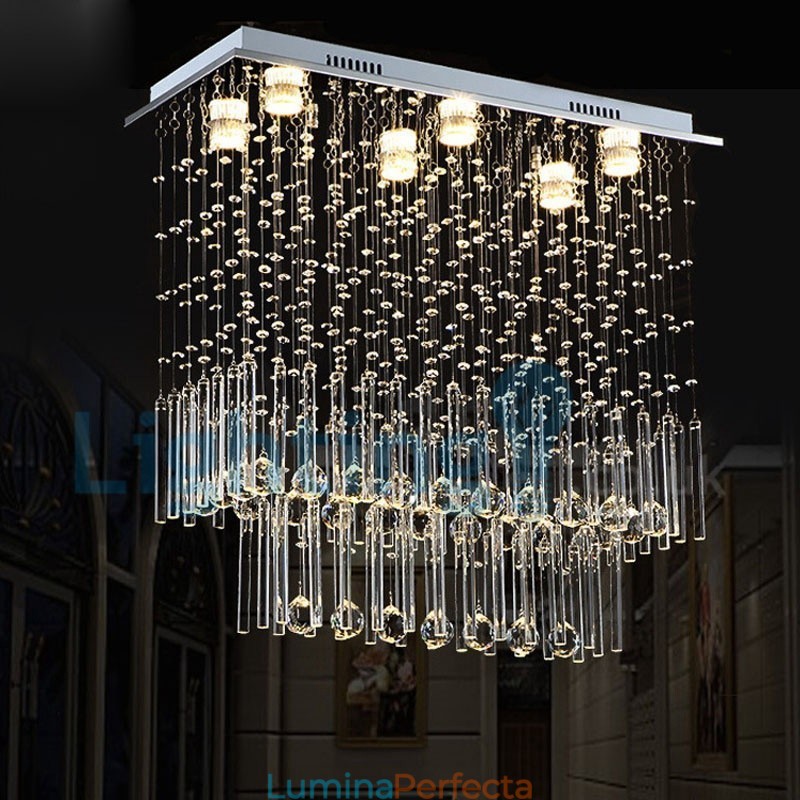 Candelabru modern și contemporan Corp de fixare suspendat cu picătură de ploaie din cristal