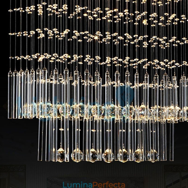 Candelabru modern și contemporan Corp de fixare suspendat cu picătură de ploaie din cristal