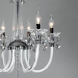 Candelabru American Style Lodge 6 Lumini Cu Abajur De Sticlă