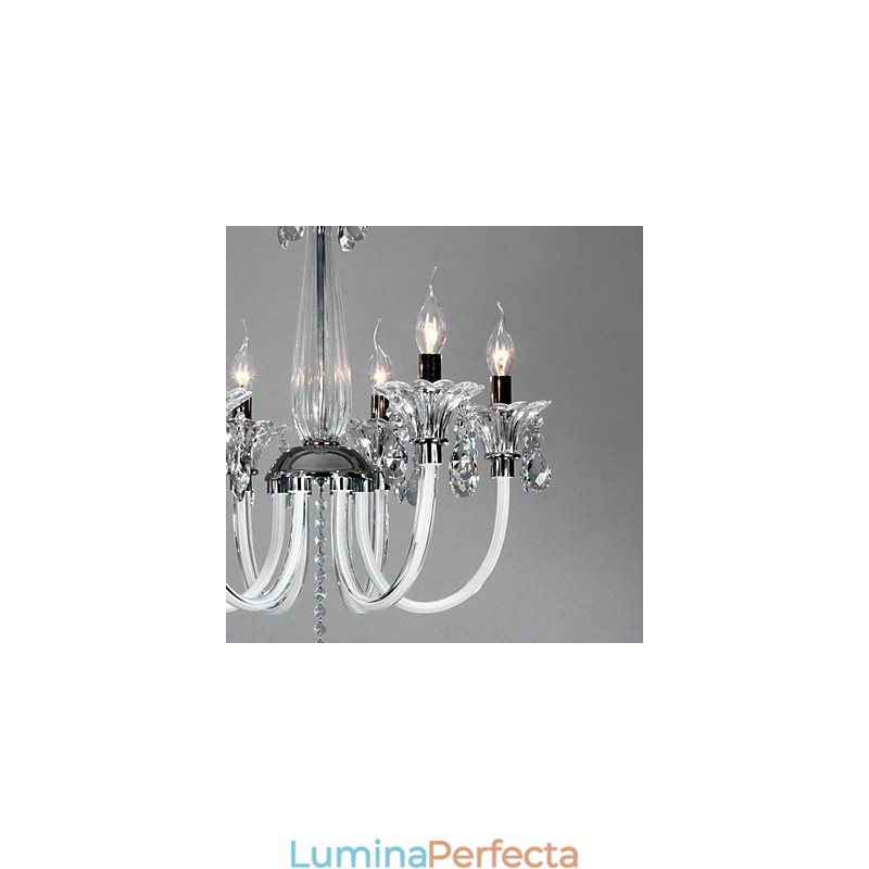 Candelabru American Style Lodge 6 Lumini Cu Abajur De Sticlă