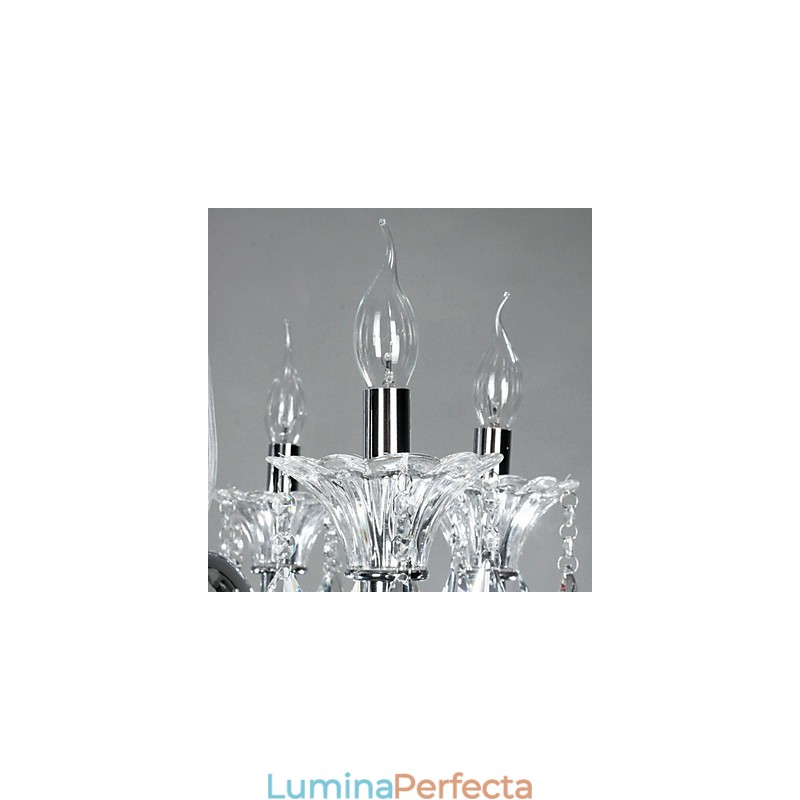 Candelabru American Style Lodge 6 Lumini Cu Abajur De Sticlă