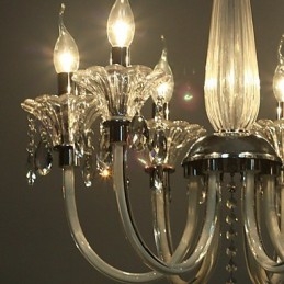 Candelabru American Style Lodge 6 Lumini Cu Abajur De Sticlă