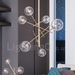 Candelabru cu lampă nordică cu 6 lumini Candelabru cu fasole magică, creativ, retro, de fier, bilă de sticlă