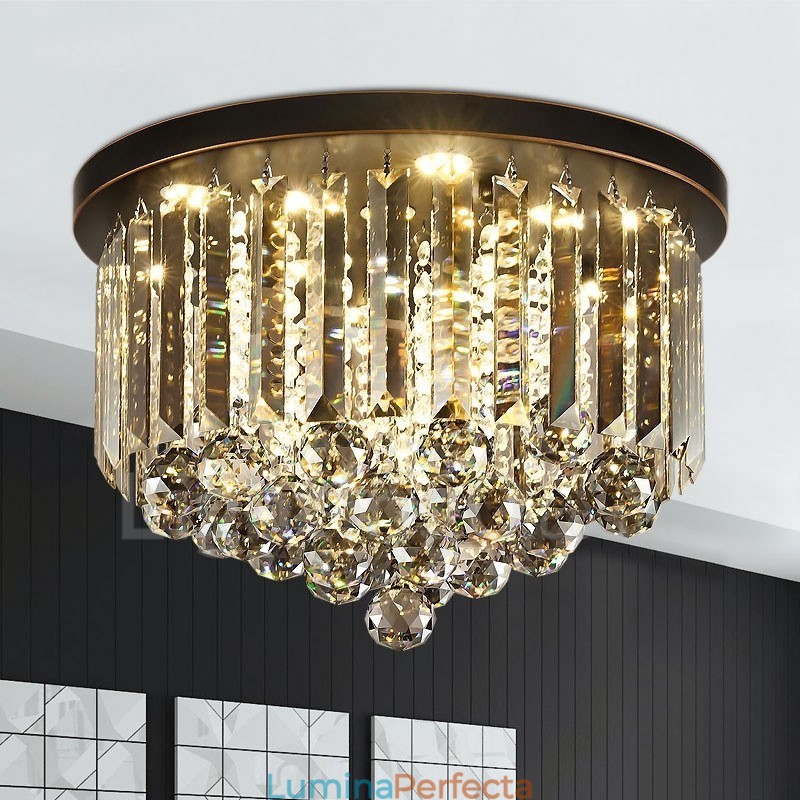 Plafoniere retro rotunde de cristal gri