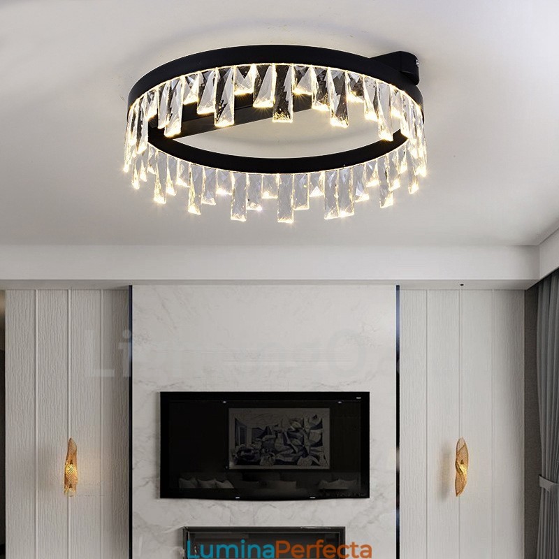 Lumină circulară de cristal modernă, minimalistă, creativă