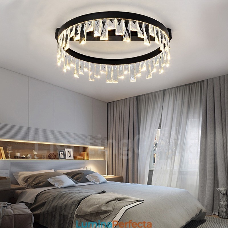 Lumină circulară de cristal modernă, minimalistă, creativă