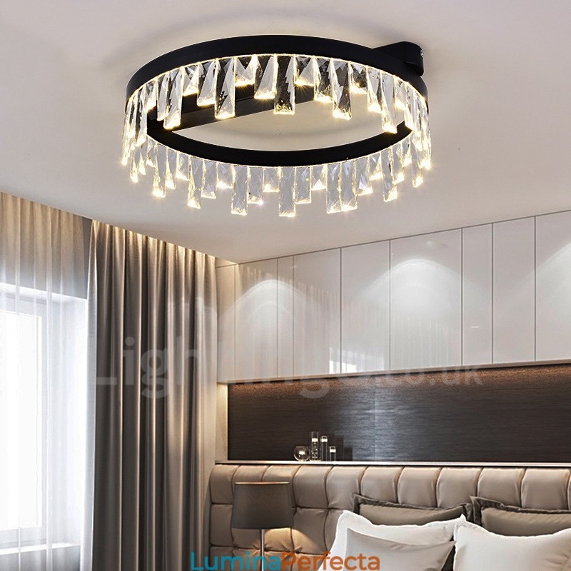 Lumină circulară de cristal modernă, minimalistă, creativă