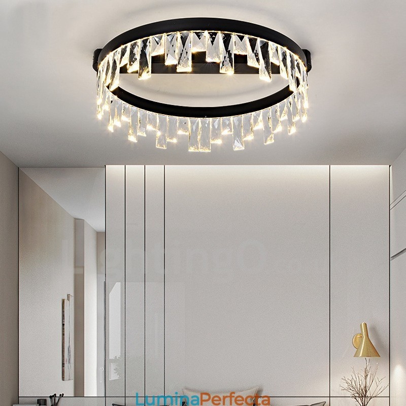 Lumină circulară de cristal modernă, minimalistă, creativă
