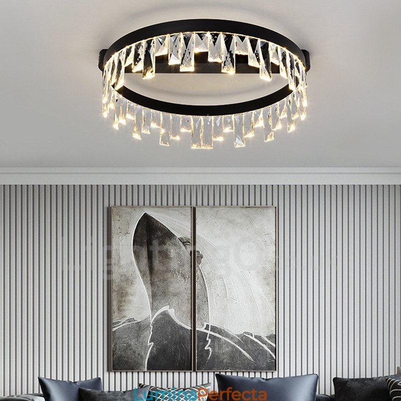 Lumină circulară de cristal modernă, minimalistă, creativă