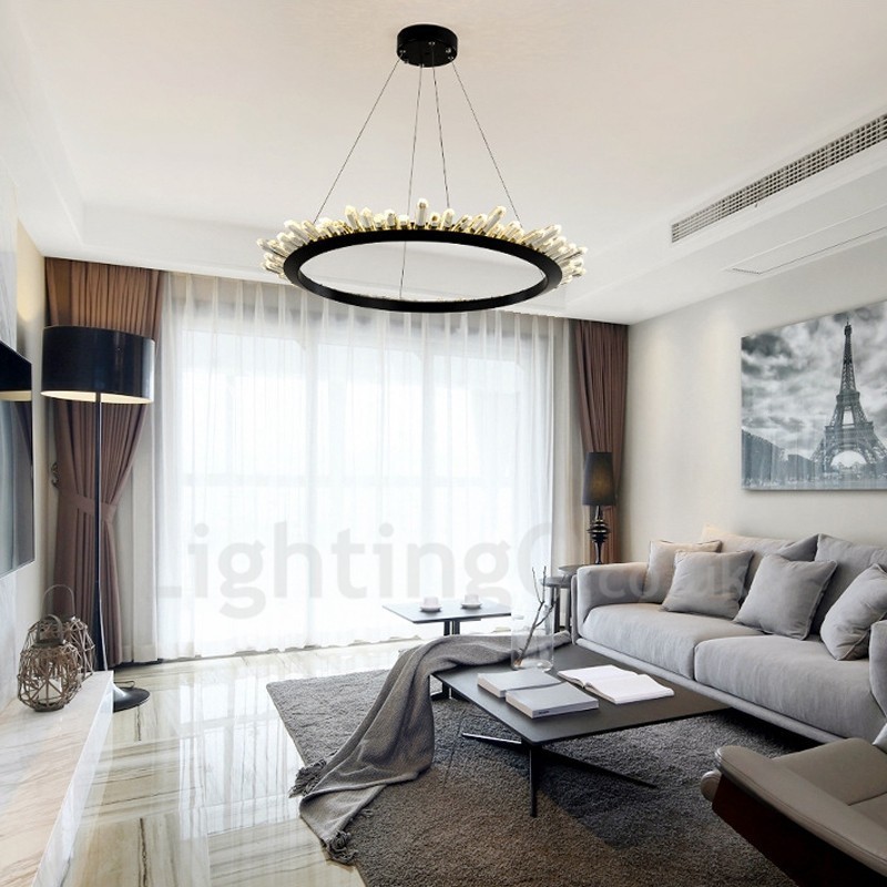 Lampă modernă de cristal în formă de inel