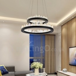 Lampă suspendată din cristal dublu cerc la modă modernă