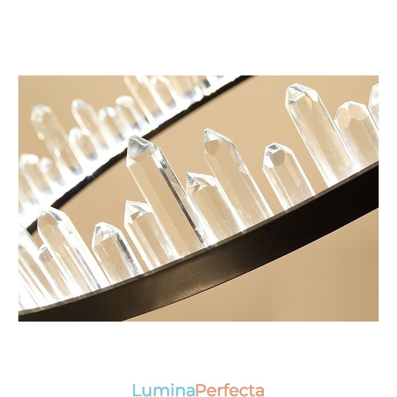 Lampă suspendată din cristal dublu cerc la modă modernă