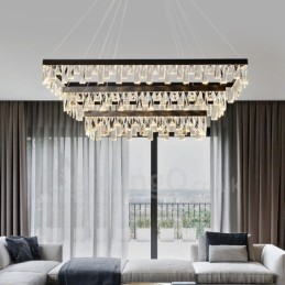 Lampă de suspendare din cristal nordic, atmosferă dreptunghiulară, iluminat postmodern