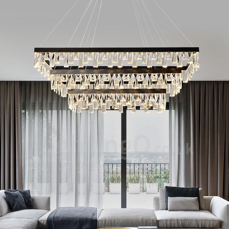 Lampă de suspendare din cristal nordic, atmosferă dreptunghiulară, iluminat postmodern
