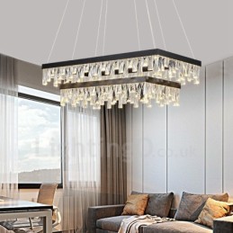 Lampă de suspendare din cristal nordic, atmosferă dreptunghiulară, iluminat postmodern