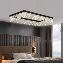 Lampă de suspendare din cristal nordic, atmosferă dreptunghiulară, iluminat postmodern
