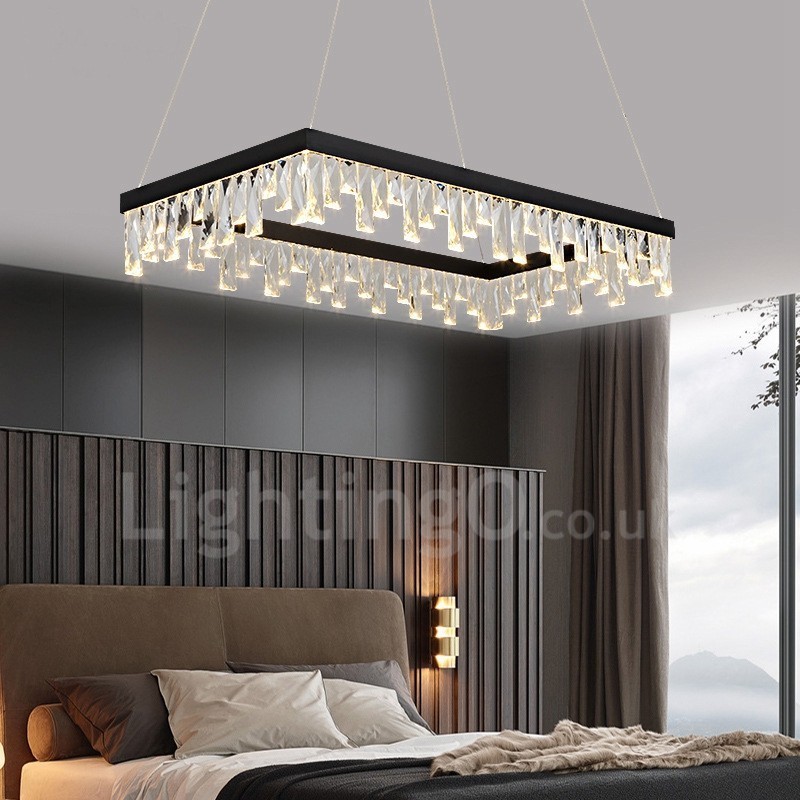Lampă de suspendare din cristal nordic, atmosferă dreptunghiulară, iluminat postmodern