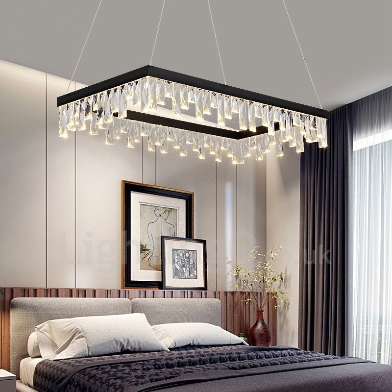 Lampă de suspendare din cristal nordic, atmosferă dreptunghiulară, iluminat postmodern