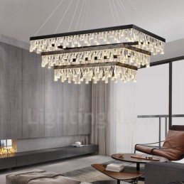 Lampă de suspendare din cristal nordic, atmosferă dreptunghiulară, iluminat postmodern