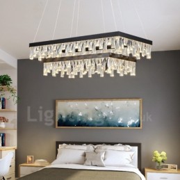 Lampă de suspendare din cristal nordic, atmosferă dreptunghiulară, iluminat postmodern