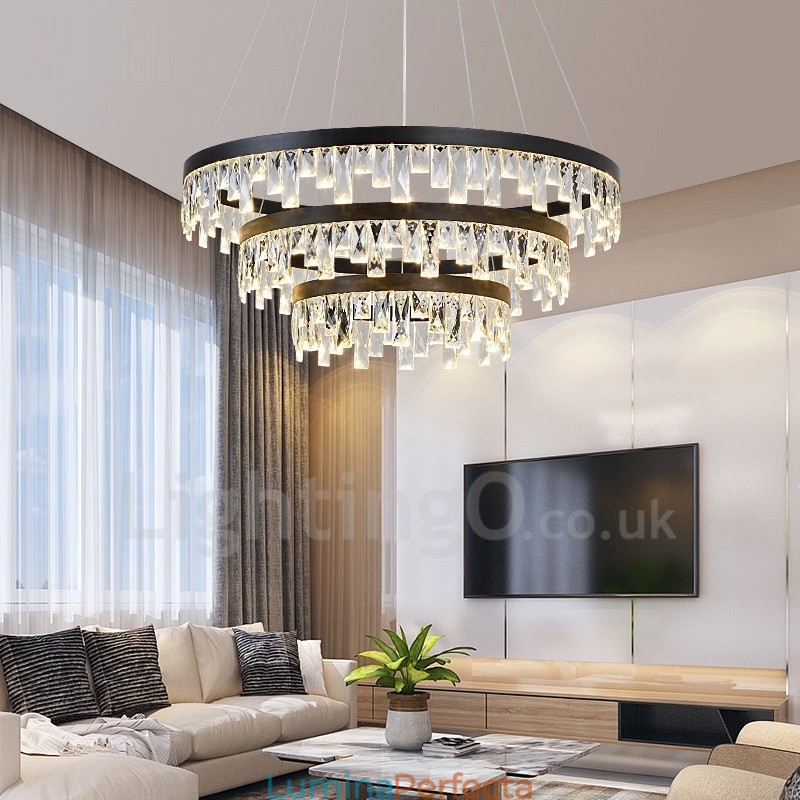 Lampă suspendată din cristal cu design modern cerc