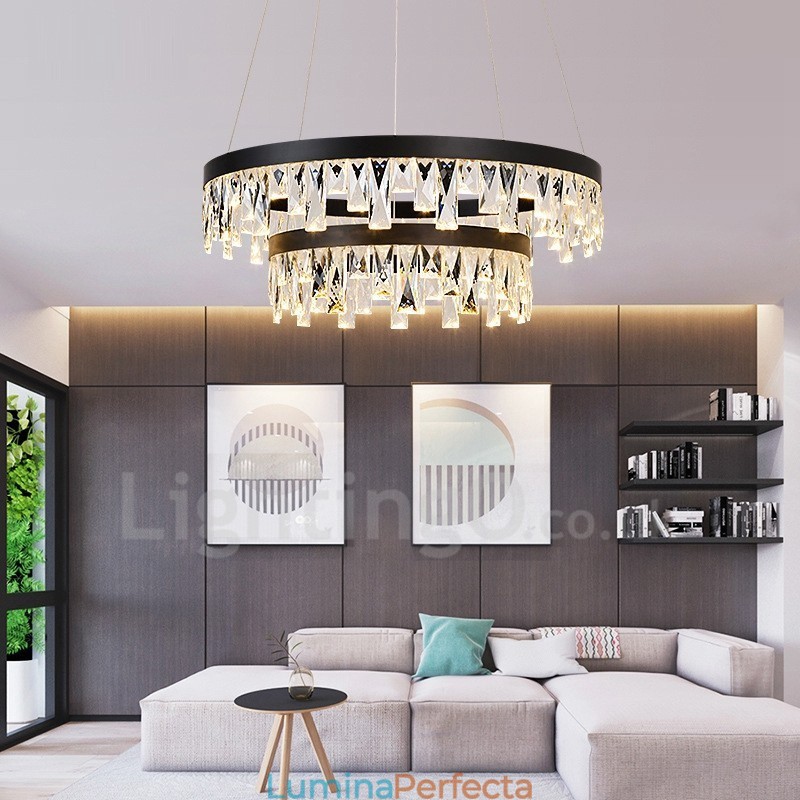 Lampă suspendată din cristal cu design modern cerc