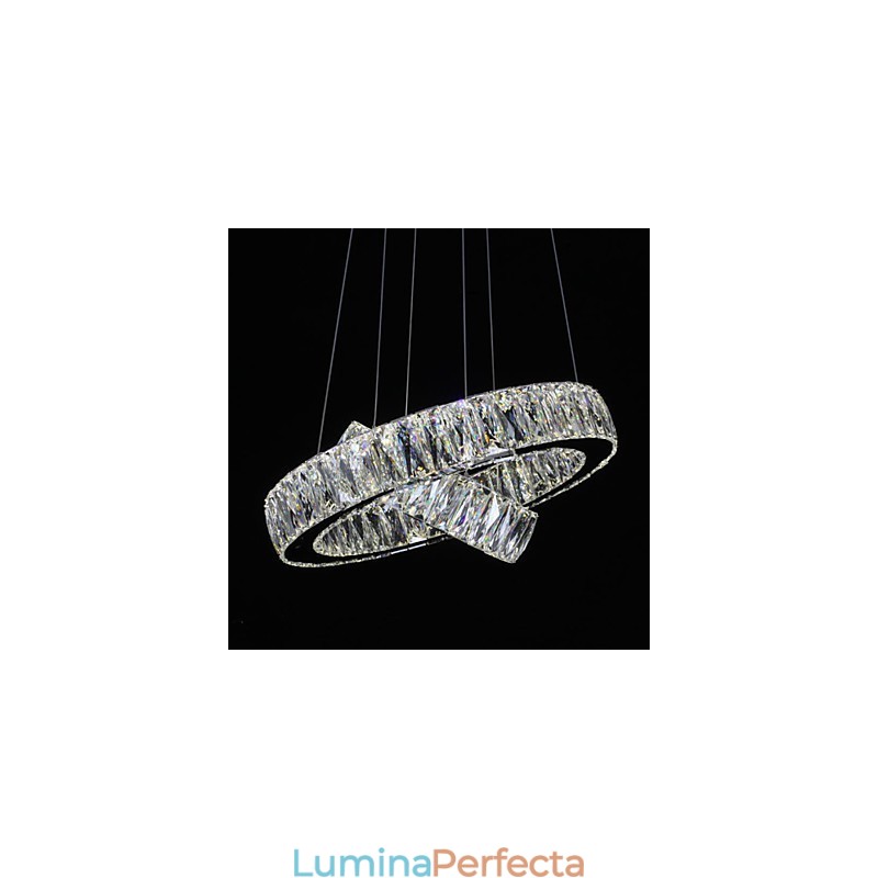 Lustre de cristal Iluminat modern Două inele D2040 K9 Plafoniere mari de cristal pentru acasă