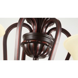 Candelabru din metal cu 24 de lumini tavan înalt, vintage, cu pictură pe insulă, cu abajururi de sticlă. Tavan înalt