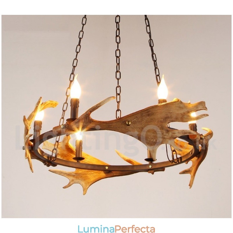 Candelabru inel rustic cu 6 lumini