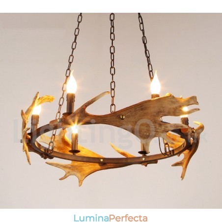 Candelabru inel rustic cu 6 lumini Candelabru inel rustic cu 6 lumini