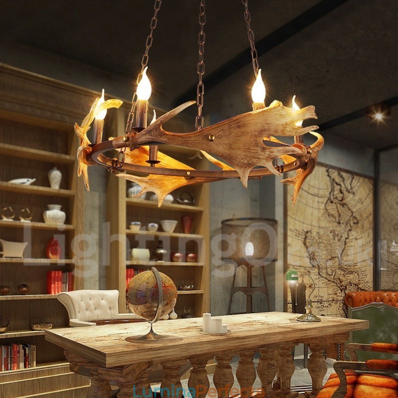 Candelabru inel rustic cu 6 lumini