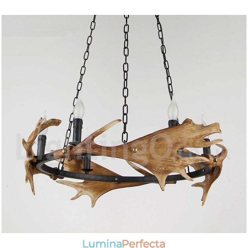 Candelabru inel rustic cu 6 lumini