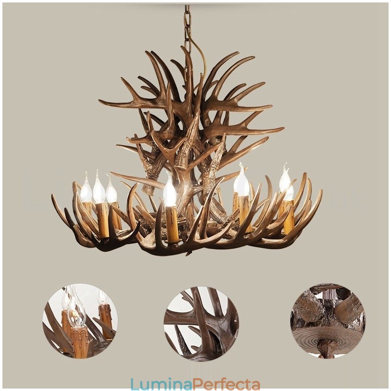 Candelabru cu 9 lumini rustice artistice retro Antler
